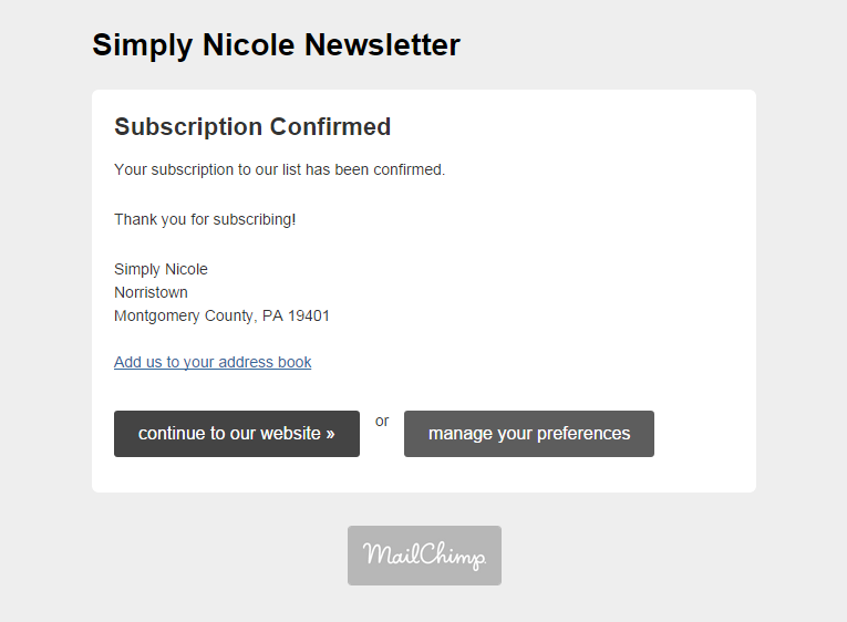 Sign up for the simply-nicole.com newsletter