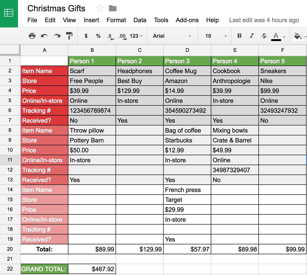 How to keep track of holiday shopping