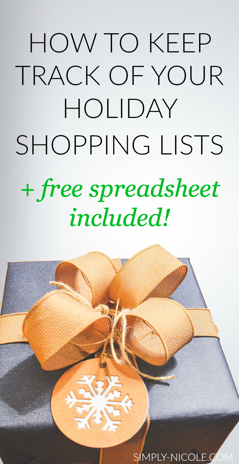 How to Keep Track of Your Holiday Shopping Lists plus free spreadsheet included